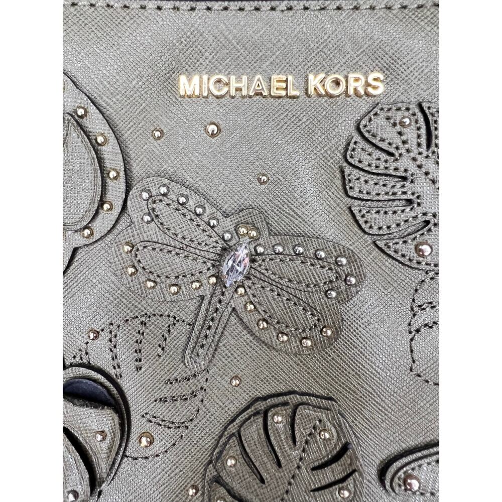 Michael Kors Jet Set Olive Saffiano Leather Dragonfly Crossbody Bag EUC - Picture 7 of 9
